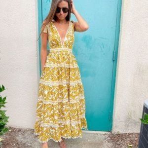 FARM Rio White Spotted Banana Maxi Dress Size XL